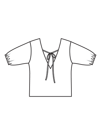 Технический рисунок бархатной блузки с V-вырезом спинка