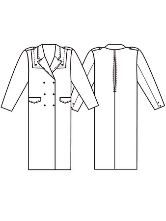 Технический рисунок платья-пальто прямого покроя