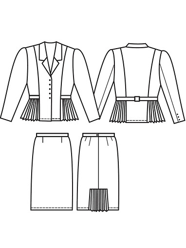 Костюм: жакет и юбка с плиссированными вставками