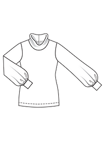 Технический рисунок пуловера с объёмными рукавами