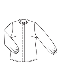 Технический рисунок блузки с классическим воротником винг