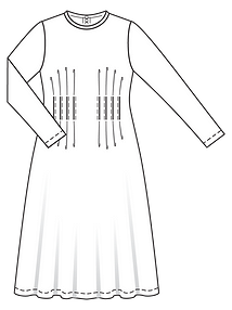 Технический рисунок платья миди приталенного силуэта