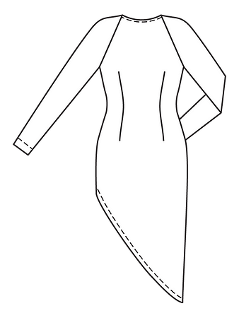 Технический рисунок платья с глубоким вырезом спинка