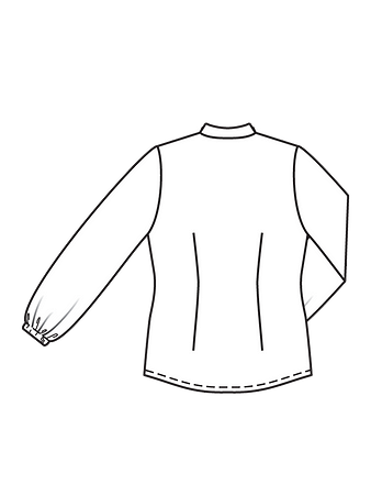Технический рисунок блузки с классическим воротником винг спинка