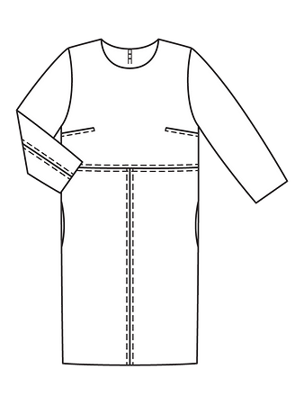 Технический рисунок платья прямого кроя