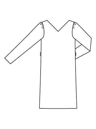 Технический рисунок платья с необычной деталью спинка