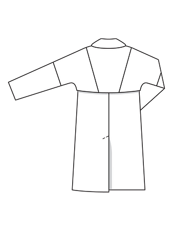 Технический рисунок пальто с эффектом накидки спинка