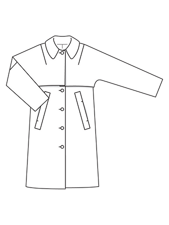 Технический рисунок пальто с эффектом накидки
