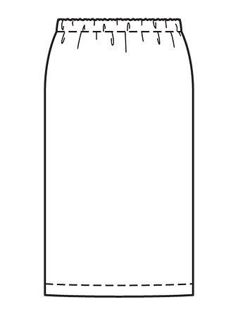 Технический рисунок простой юбки прямого кроя вид сзади