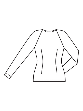 Технический рисунок пуловера с эффектом запаха спинка