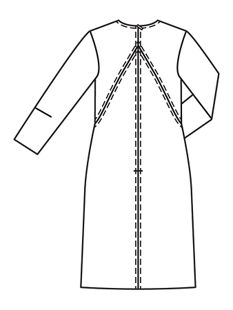 Технический рисунок платья шифт спинка