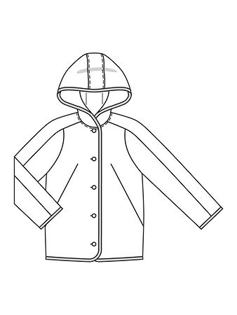 Технический рисунок шерстяной куртки с капюшоном