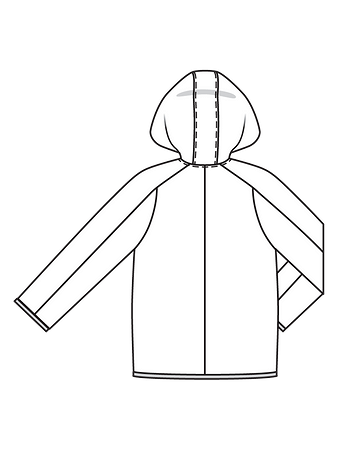 Технический рисунок шерстяной куртки с капюшоном спинка