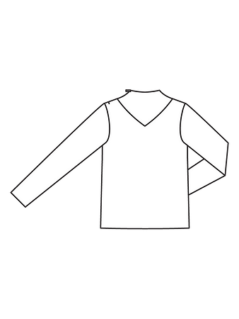 Технический рисунок блузки с треугольной вставкой спинка