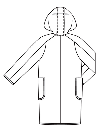 Технический рисунок пальто с капюшоном спинка