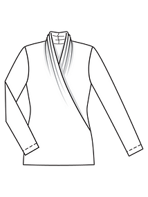 Технический рисунок приталенного пуловера с драпирующимся воротником