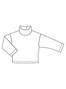 Технический рисунок широкого пуловера с застёжкой на спинке
