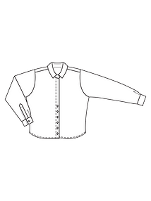 Технический рисунок блузки-рубашки широкого кроя