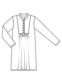 Технический рисунок платья-рубашки с пластроном