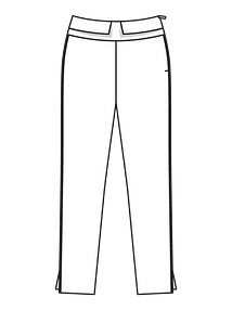 Технический рисунок узких брюк с отлетными планками