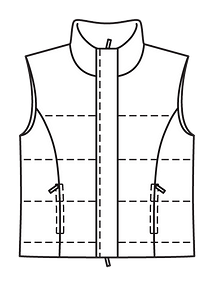 Технический рисунок стёганого жилета на молнии