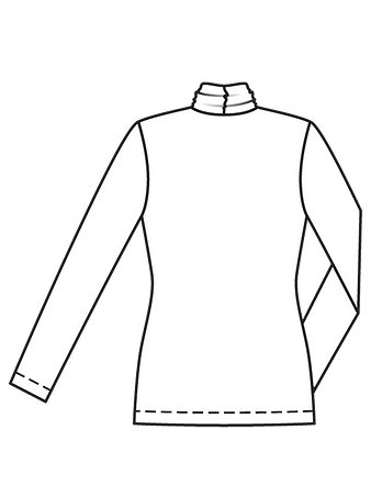 Технический рисунок приталенного пуловера с драпирующимся воротником