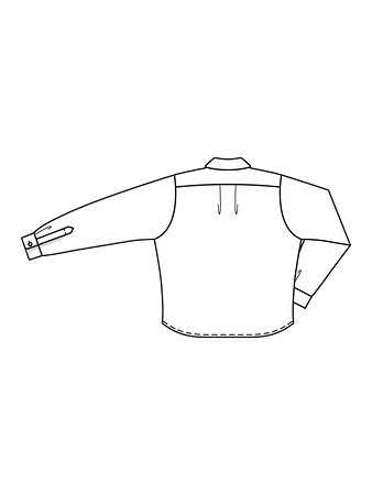 Технический рисунок блузки-рубашки широкого кроя спинка