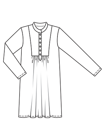 Технический рисунок платья-рубашки с пластроном