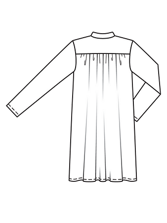 Технический рисунок платья-рубашки с пластроном спинка