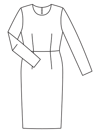 Технический рисунок платья-футляр со шлицей