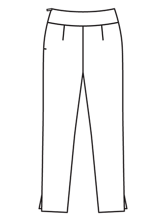 Технический рисунок узких брюк с отлетными планками вид сзади