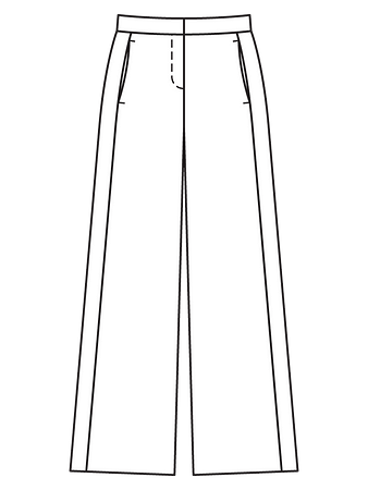 Технический рисунок брюк со смещёнными вперёд боковыми швами