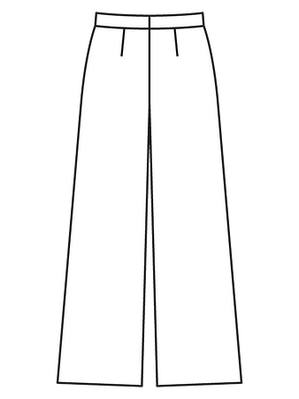 Технический рисунок брюк со смещёнными вперёд боковыми швами вид сзади