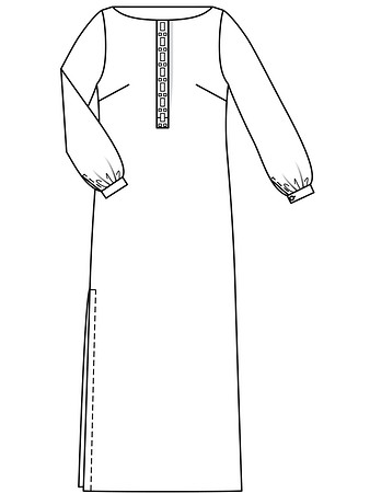 Технический рисунок платья макси с застежкой поло