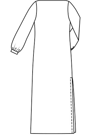 Технический рисунок платья макси вид сзади