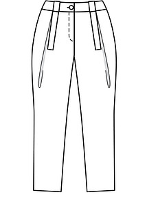 Технический рисунок зауженных брюк со складками