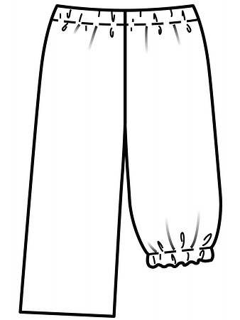 Технический рисунок карнавальных брюк Разбойницы вид сзади
