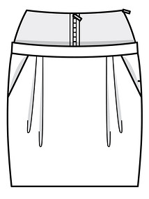 Технический рисунок юбки с атласной кокеткой