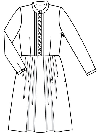 Технический рисунок платья с защипами