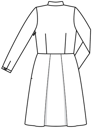 Технический рисунок платья с защипами вид сзади