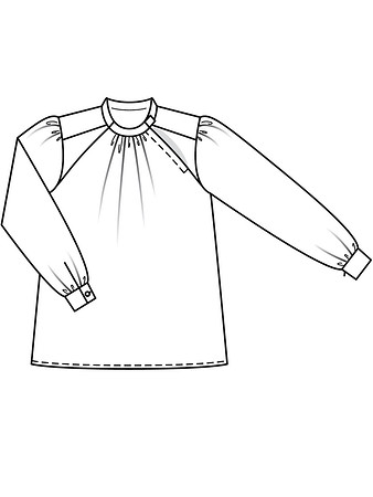 Технический рисунок блузки из шифона