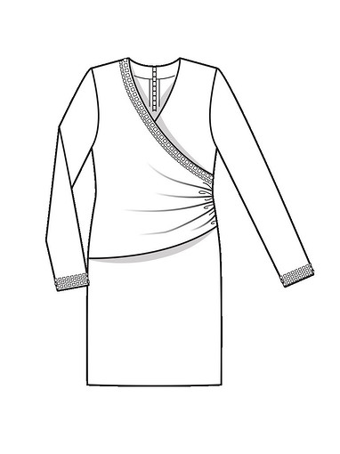 Платье с заклепками по верхнему краю драпирующейся детали