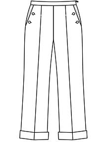 Технический рисунок прямых брюки с отворотами