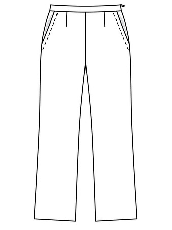 Технический рисунок широких брюк прямого кроя