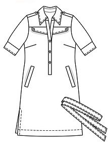Технический рисунок платья рубашечного покроя