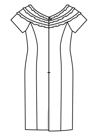 Технический рисунок платья-футляра вид сзади