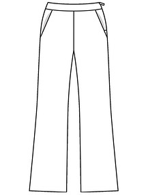 Технический рисунок расклешенных брюк с карманами