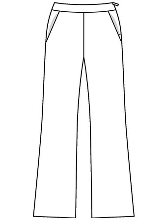Технический рисунок расклешенных брюк с карманами