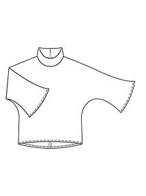 Технический рисунок блузки с цельнокроеными расклешенными рукавами