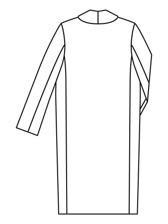 Технический рисунок двубортного пальто с шалевым воротником спинка